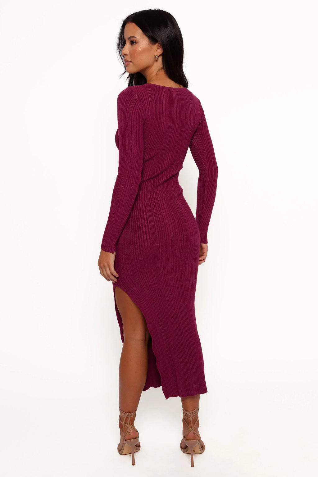 Robe longue Mattie à manches longues - Prune