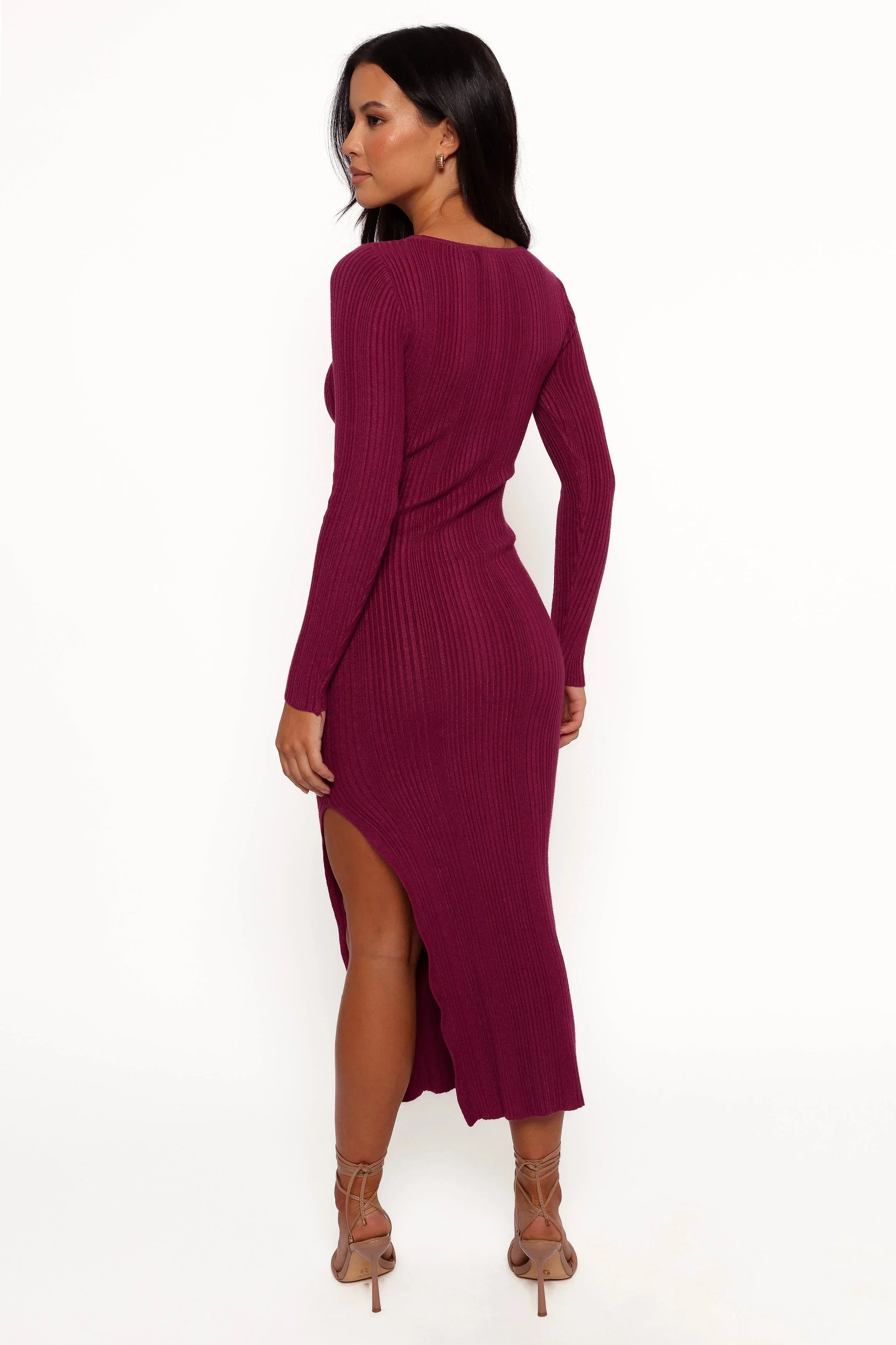 Robe longue Mattie à manches longues - Prune