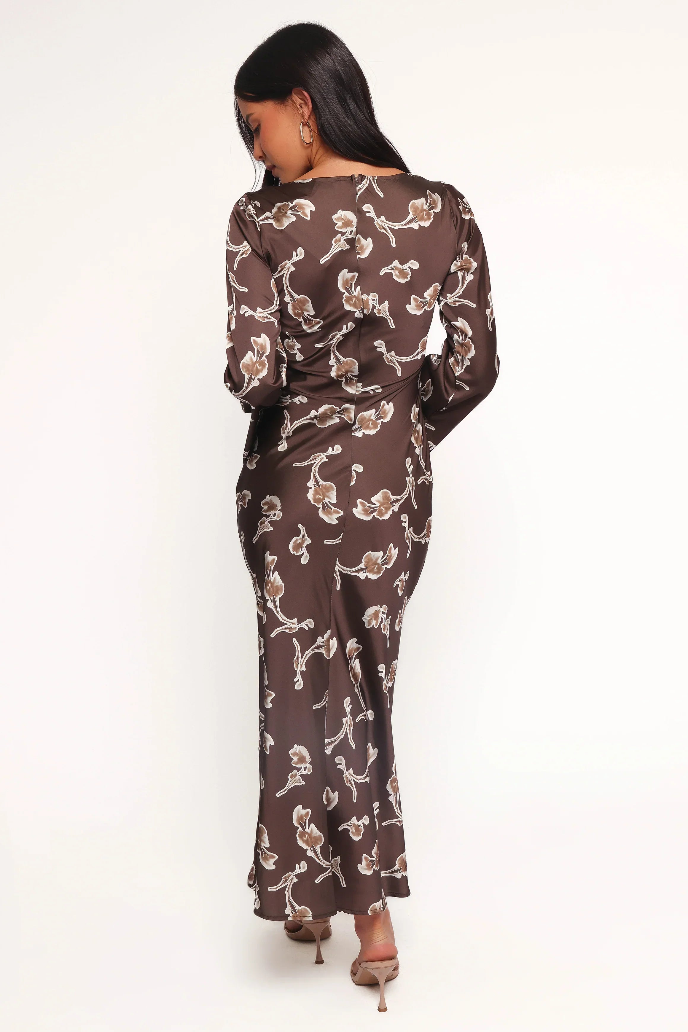 Robe longue à manches longues Maia - Orchidée chocolat