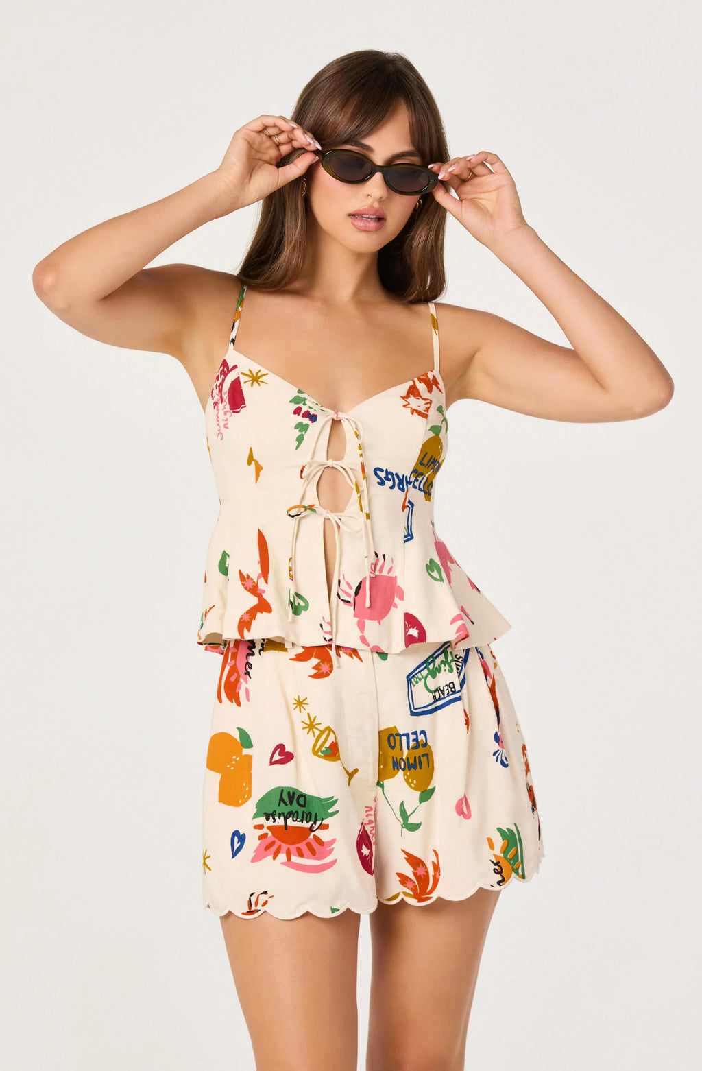 Short plissé taille haute en lin Margo