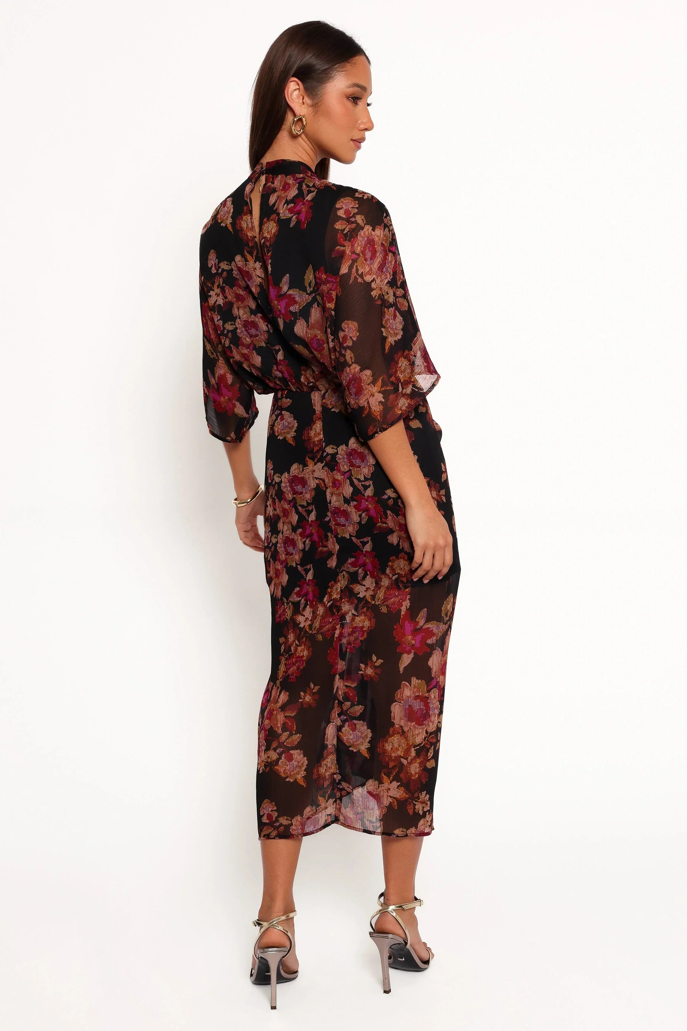 Robe longue Audrina – Imprimé floral « Deep Night »