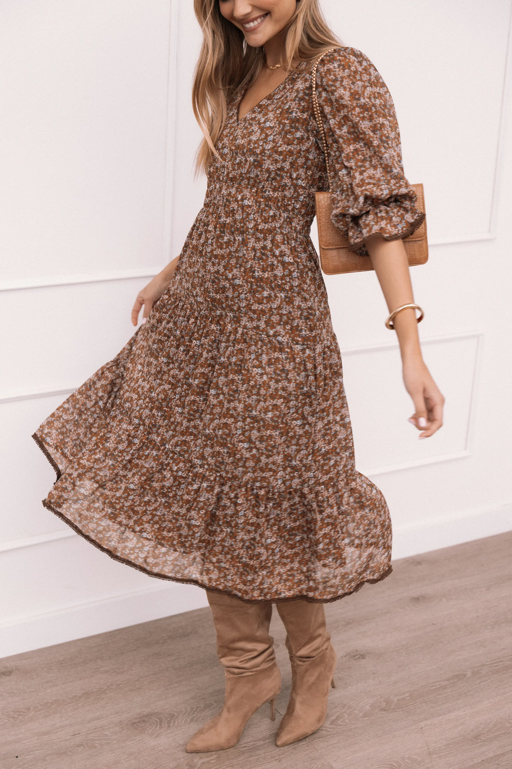 Robe mi-longue Simone - Camel