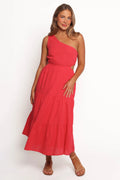 Robe midi asymétrique Teresa - Rouge
