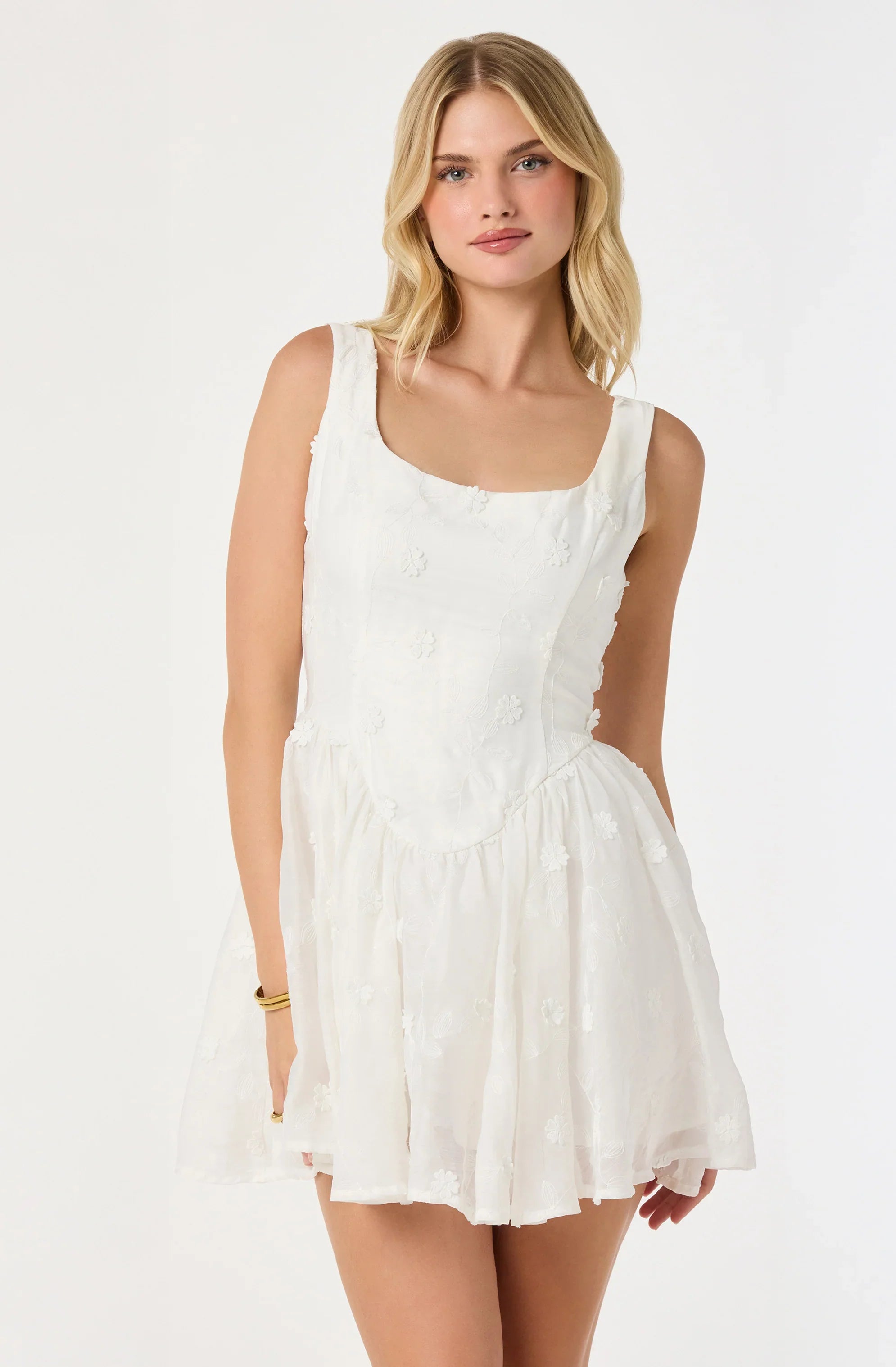 Reina Embroidered Floral Mini Dress