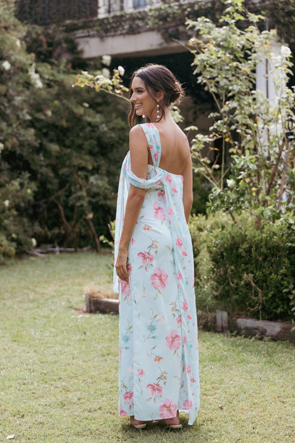 Robe longue Eloisa – Imprimé floral bleu