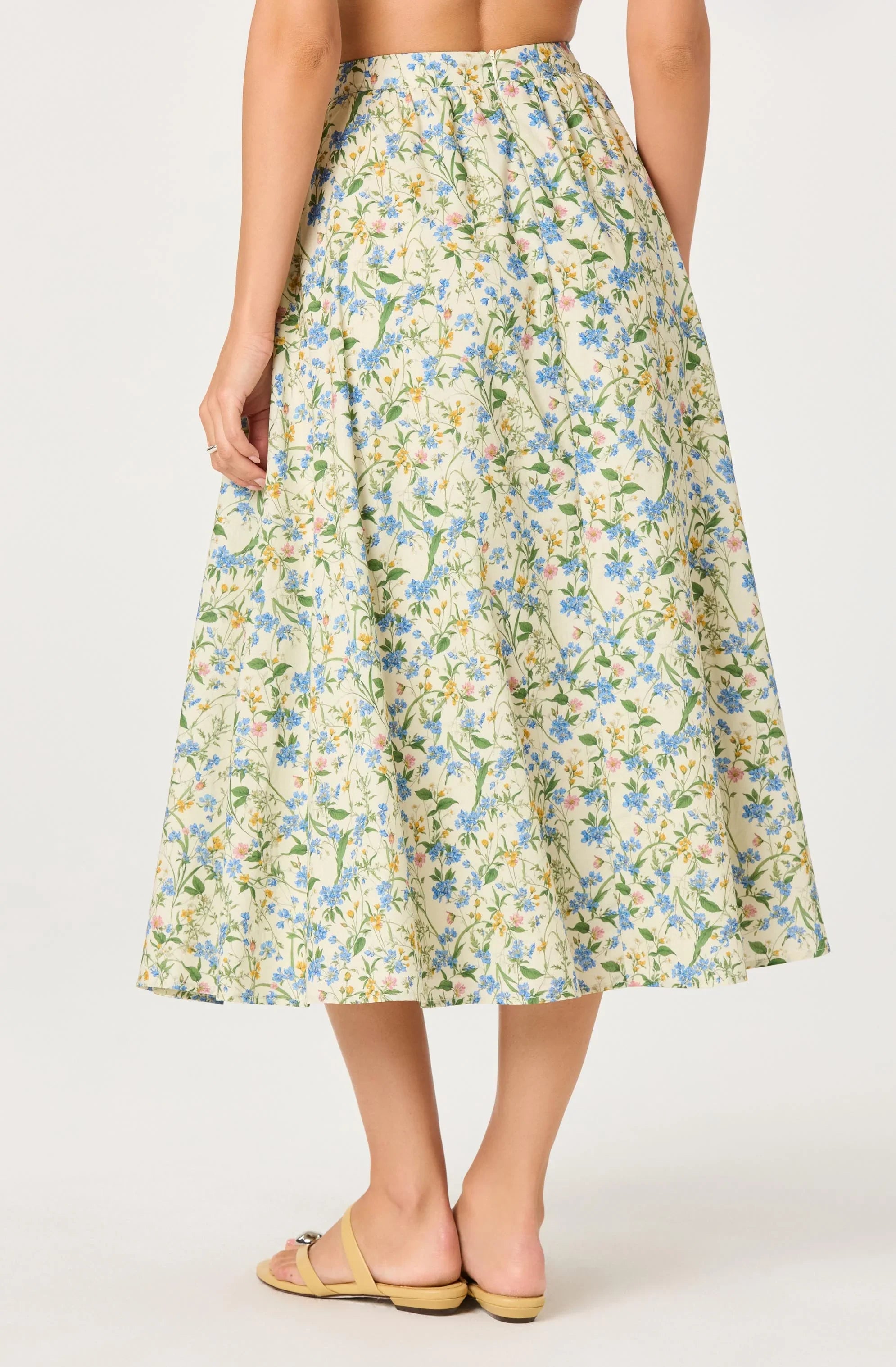 Wylda Floral Gathered A-Line Midi Skirt