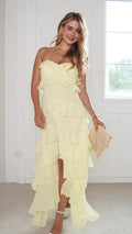 Robe longue bustier à volants Lunette