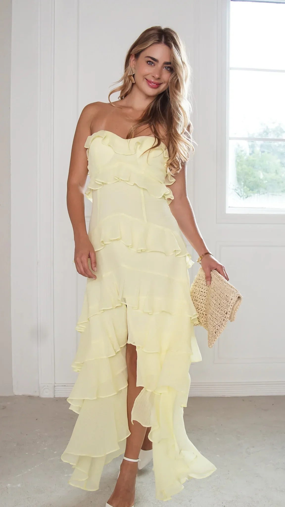Robe longue bustier à volants Lunette