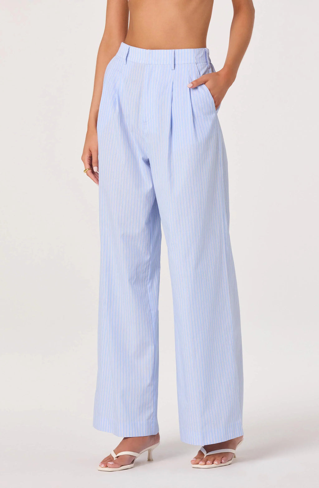 Neha Striped Linen High-Rise Wide Leg Pants