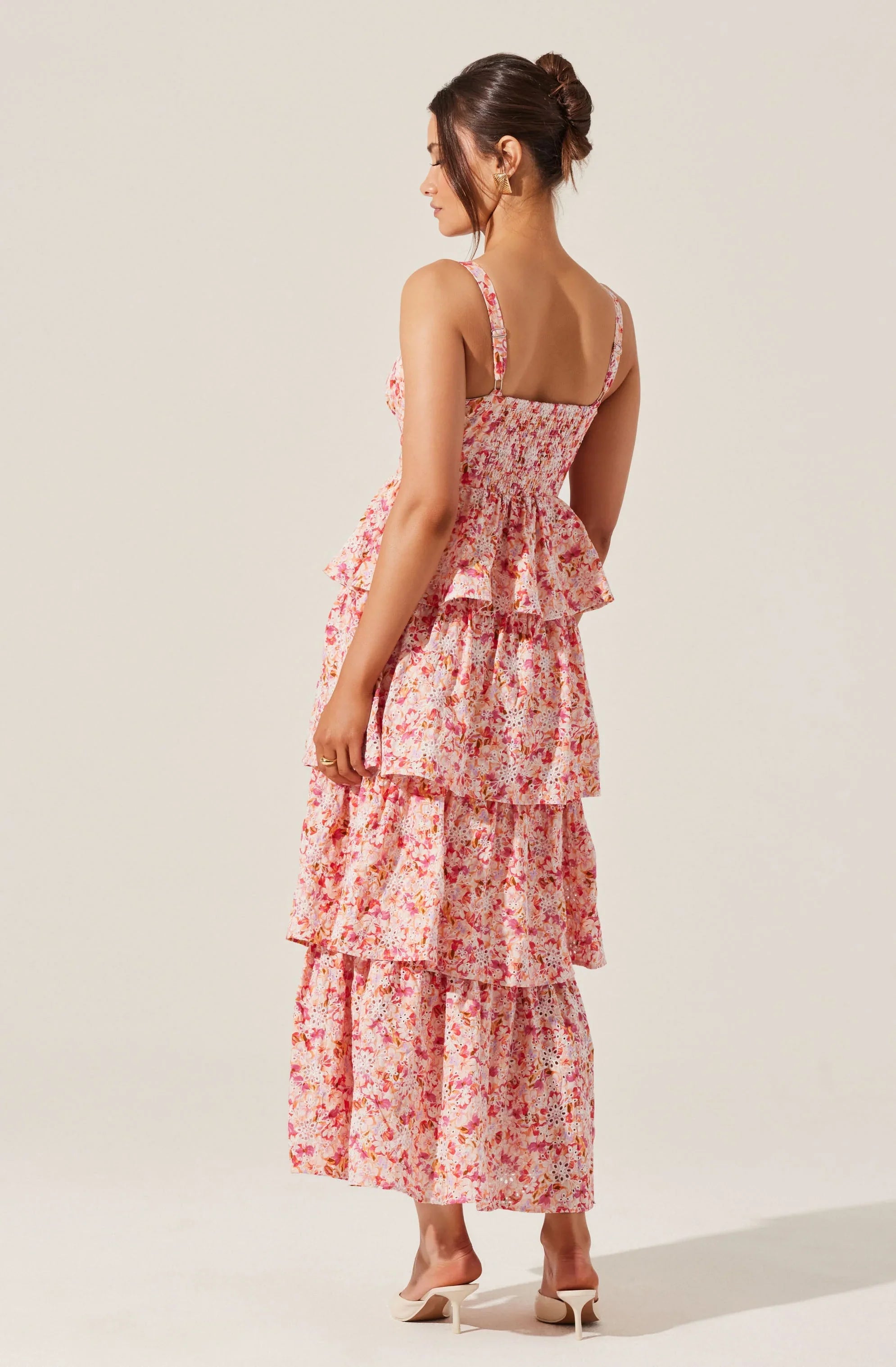 Midsummer Eyelet Tiered Floral Maxi Dress
