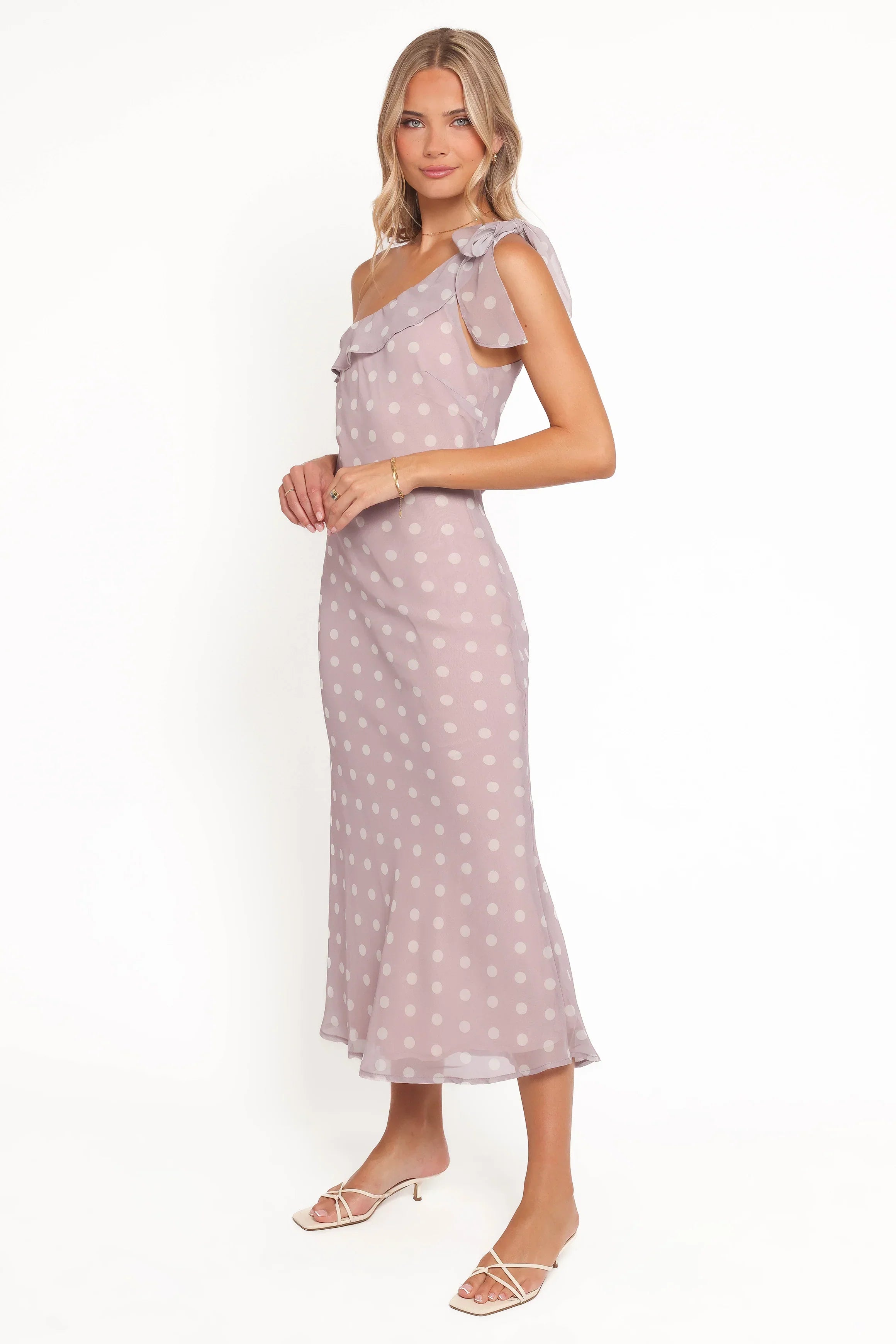 Robe longue Celestine - Pois lavande