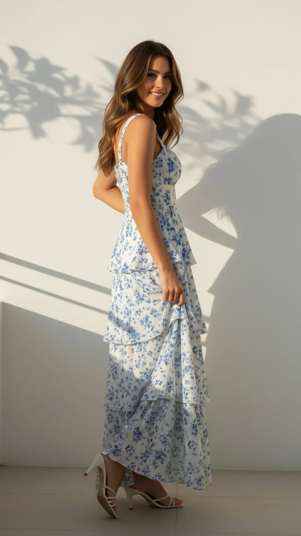 Luciana Tiered Floral Midi Dress