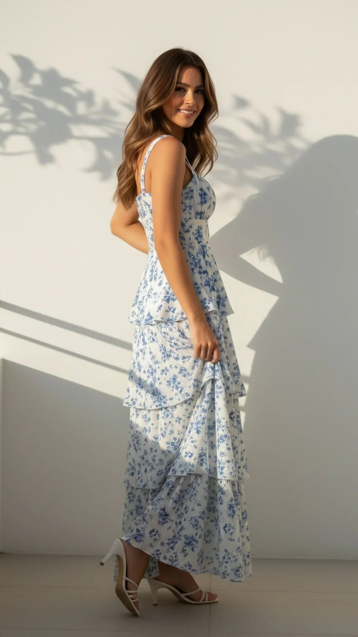 Robe midi étagée à imprimé floral Luciana