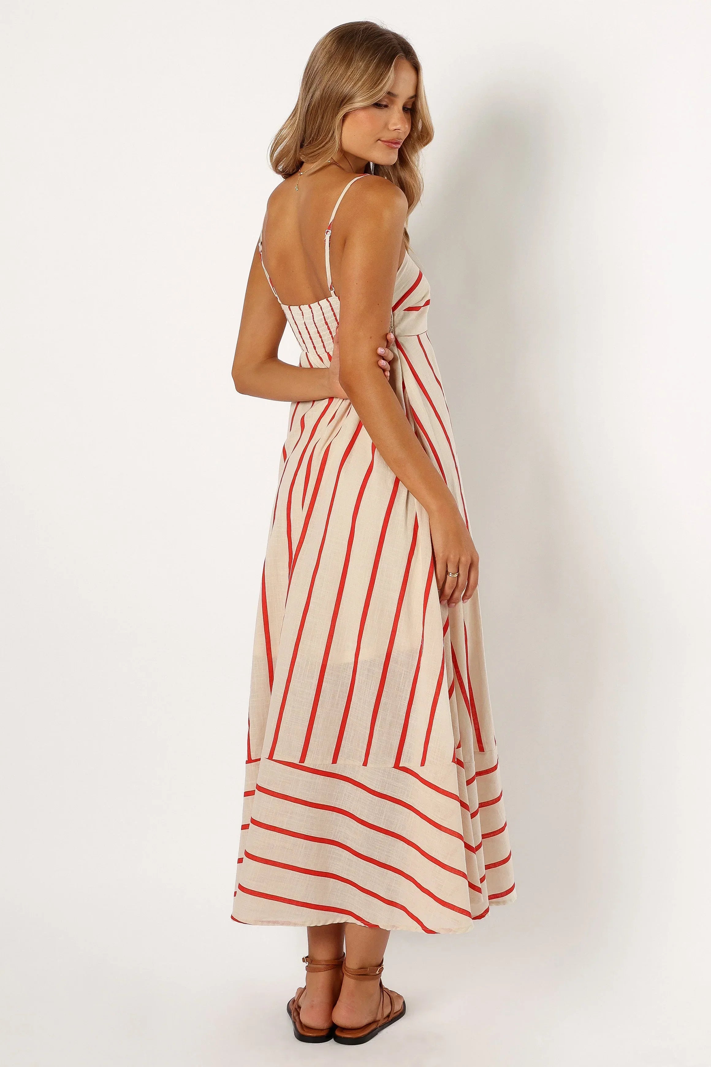 Robe longue Brea - Rayures crème