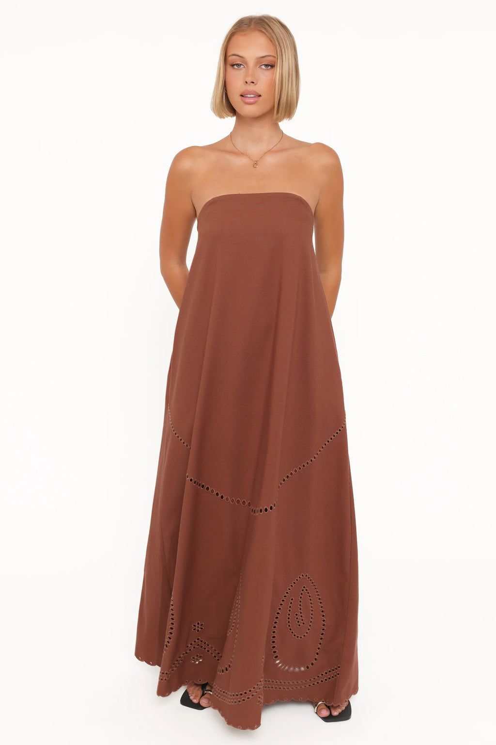 Como Strapless Maxi Dress - Brown