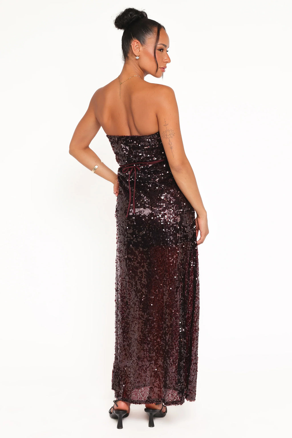 Robe longue Liliane - Paillettes cerise