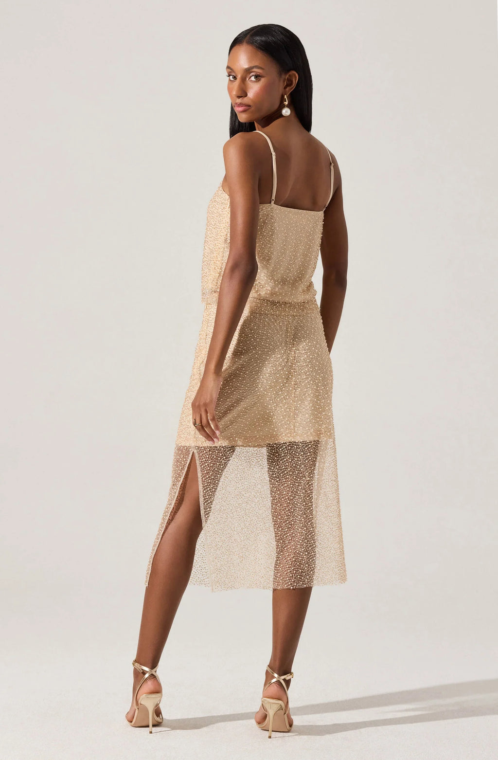 Messina Pearl Embellished Midi Skirt