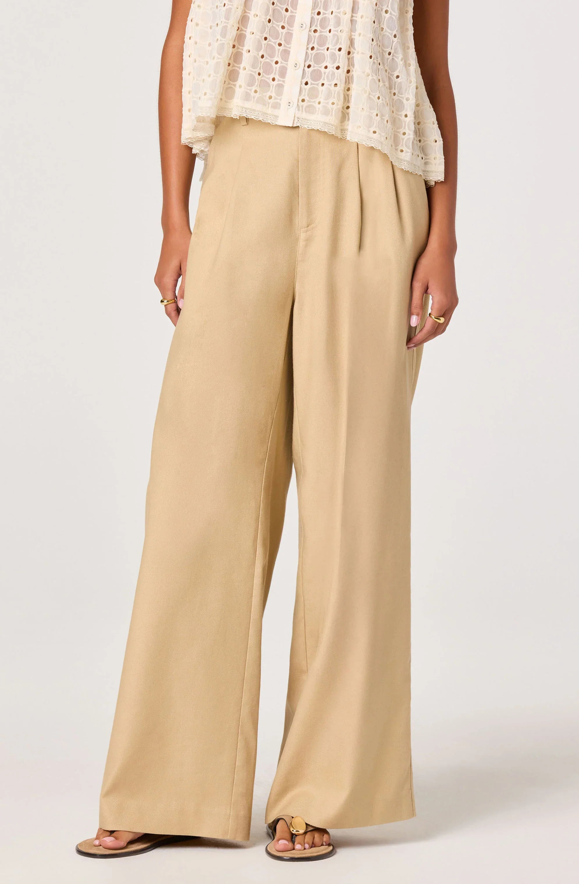Pantalon large taille haute en lin Neha