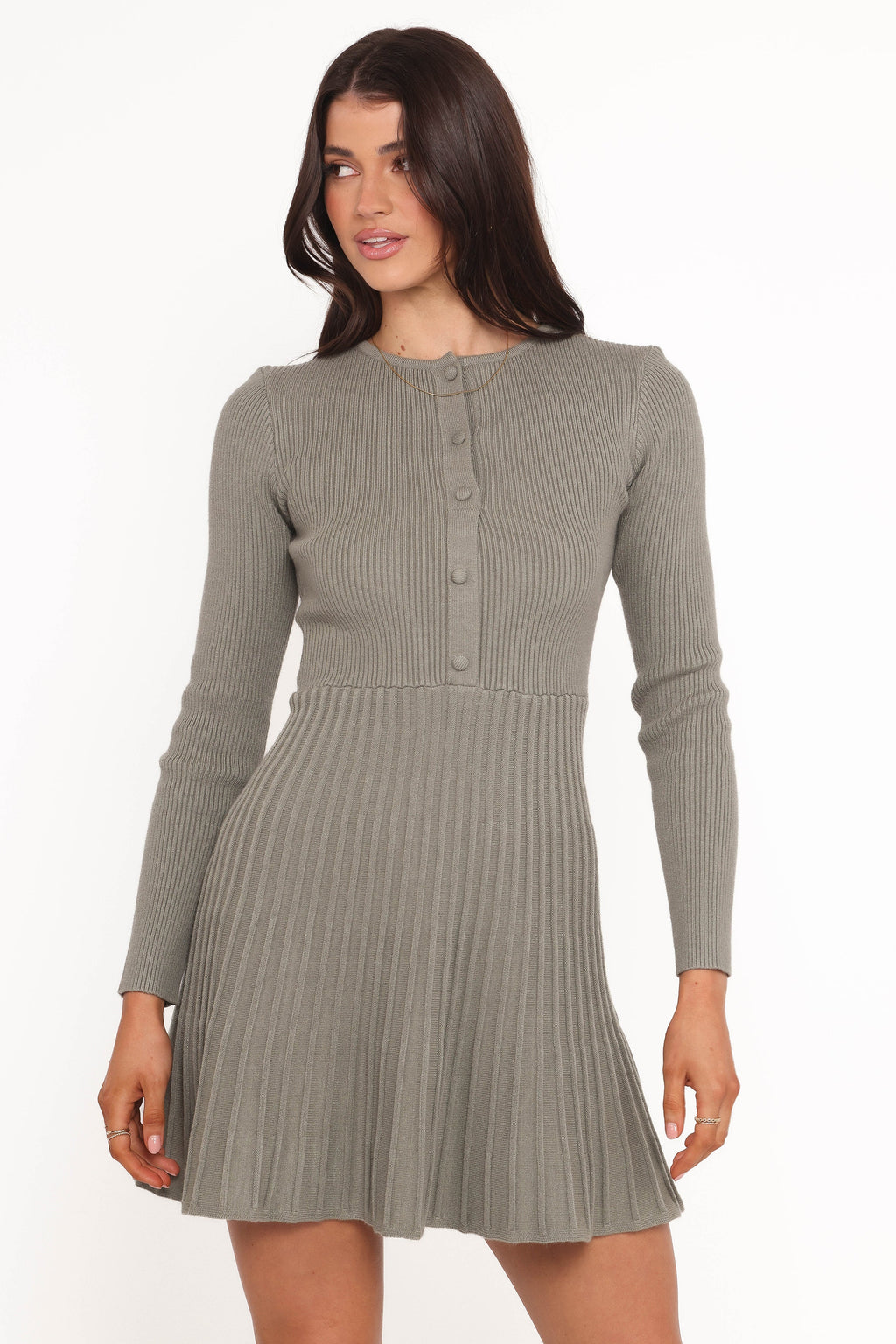 Mini-robe Darlina à manches longues - Olive